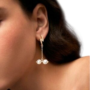 18K Gold Harry Potter Diamond Lightning‎ Bolt Scar Glasses Chain Dangle Earrings